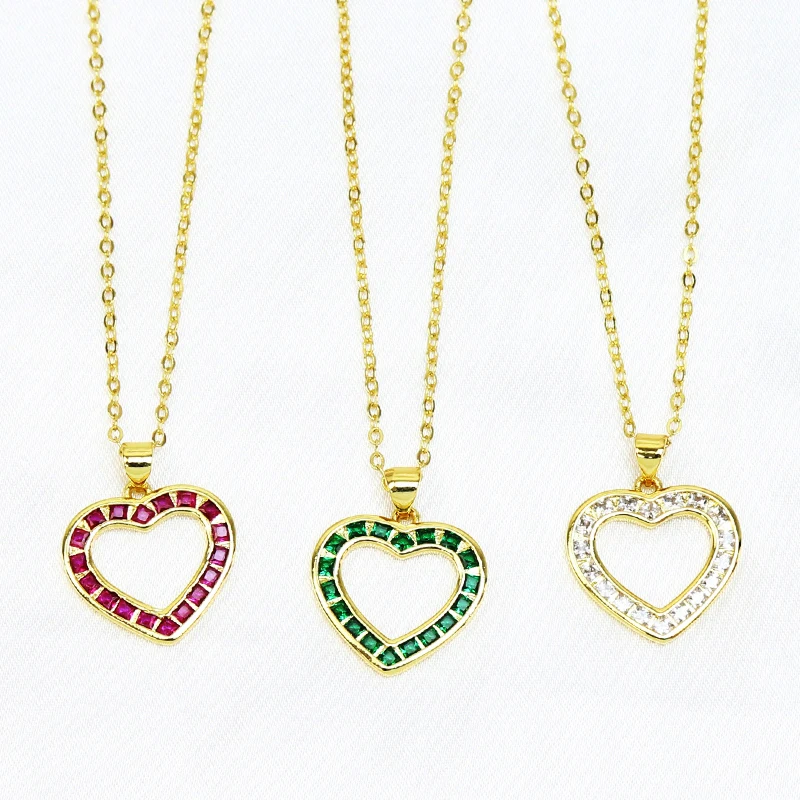 10 Шт Ожерелье с подвеской в форме радужного сердца, Ювелирное ожерелье из 18-каратного Золота, Модный Женский Ювелирный Подарок 52294