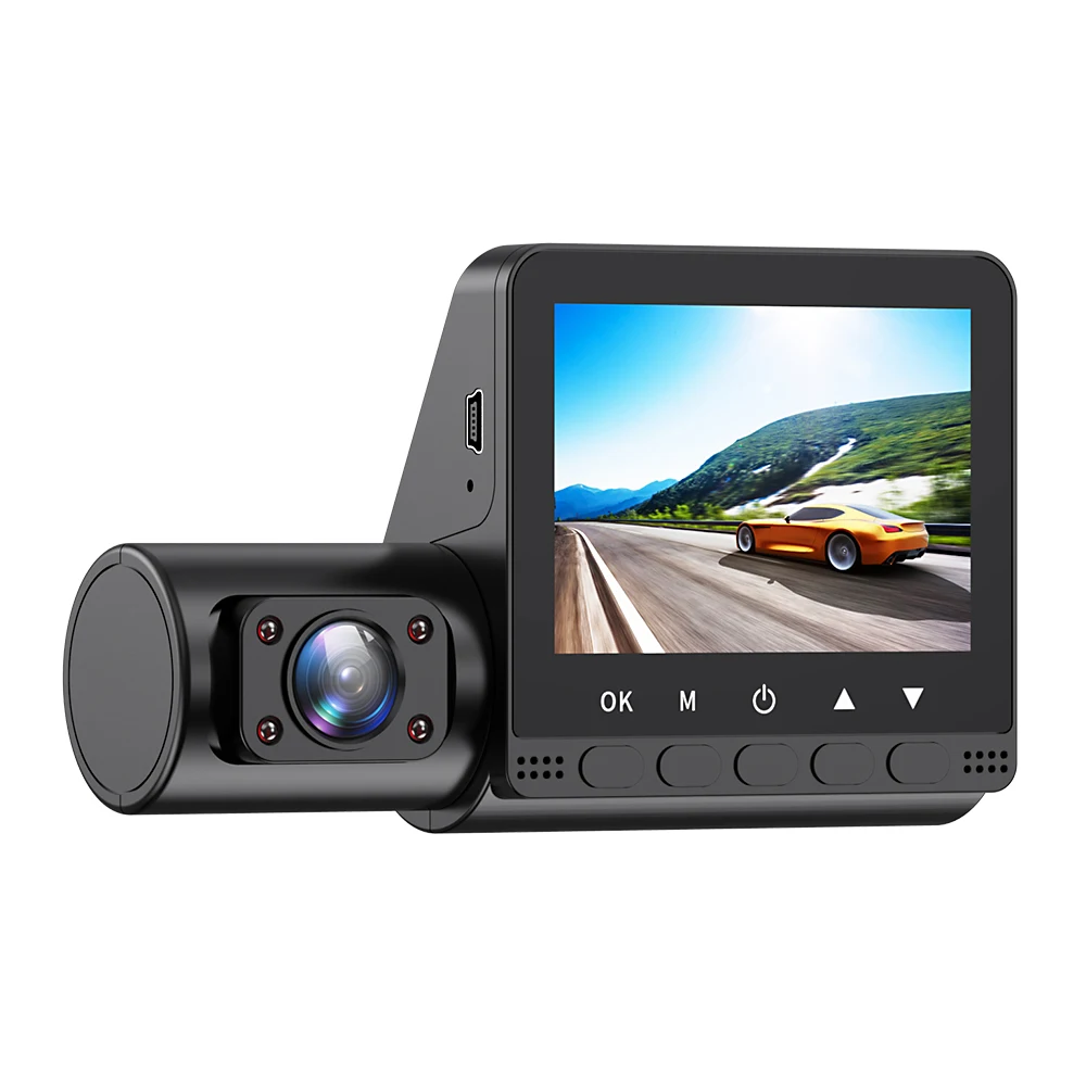 2023 FHD 1080P Dash Cam 3-Объективный Автомобильный Видеорегистратор 24H Мониторинг парковки Видеорегистратор 3-Канальный Видеомагнитофон Трехсторонний Черный Ящик