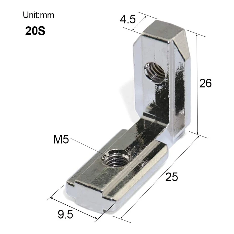 60шт Т-образный L-образный Внутренний Угловой соединительный кронштейн для алюминиевого экструзионного профиля Серии 2020 Слот 6 мм