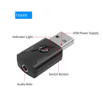 50ШТ Bluetooth-совместимый Приемник-Передатчик 5.0 Mini 3.5 мм AUX USB 4 В 1 Bluetooth-совместимый Для телевизора ПК Автомобильный Комплект
