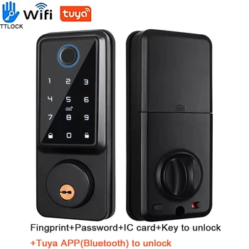 Умные засовные замки для дома Alexa Wifi Bluetooth TTlock App Биометрический замок входной двери с цифровой клавиатурой без ключа по отпечатку пальца
