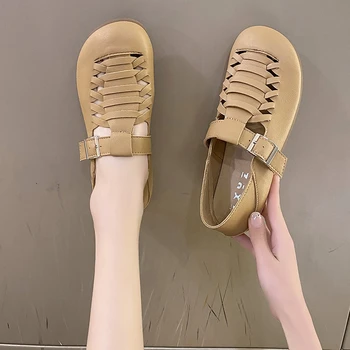 Модные женские туфли на массивном каблуке Женские сандалии-гладиаторы 2023 Новые летние пляжные сандалии на платформе Удобная женская обувь