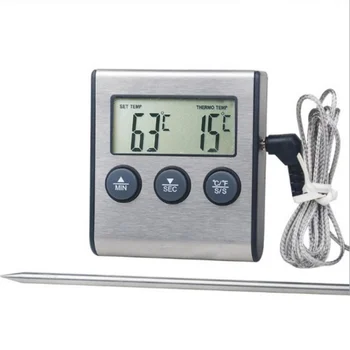 Цифровой кухонный термометр с ЖК-дисплеем, длинный зонд для духовки-гриль, Сигнализация для приготовления мяса, Таймер, Измерительные инструменты