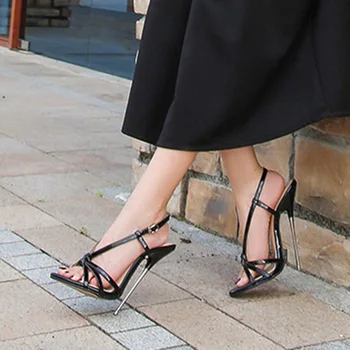 Женские туфли на шпильке с острым носком, пикантные модельные босоножки для подиума на каблуке 16 см, WZ