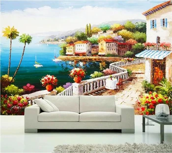 wellyu Пользовательские обои papel de parede Греческое побережье Эгейского моря красивый город европейский пейзаж фон настенная живопись