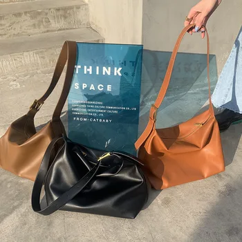 Весенняя новая мягкая кожаная сумка на шпильке, большая вместительная, индивидуальность, простой широкий плечевой ремень, сумка-тоут, цельная сумка-мессенджер