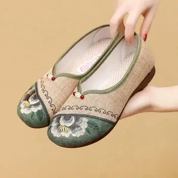 Легкие балетные лоферы Cresfimix на плоской подошве в стиле ретро с традиционной вышивкой, Комфортная Весенне-летняя обувь A9337