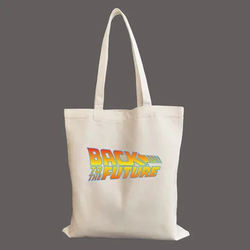 Назад в будущее Сумка через плечо в стиле харадзюку, студенческая женская сумка, многоразовые сумки для покупок, холщовая сумка-тоут, ручные сумки для покупок