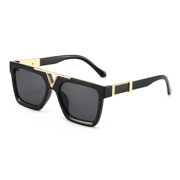 Солнцезащитные очки в квадратной оправе с буквой V Для женщин, мужские Модные Элегантные солнцезащитные очки для вождения UV400, Фирменный дизайн, Мужские Женские очки, оттенки