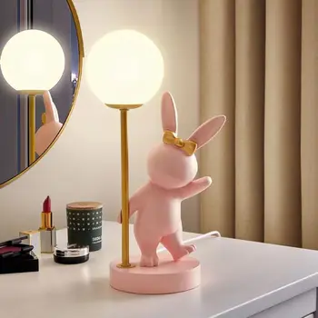 Настольная лампа Nordic Rabbit Роскошный Подарок на День Рождения и свадьбу Ночники Ins Украшение спальни Милым Кроликом Светодиодный Атмосферный ночник