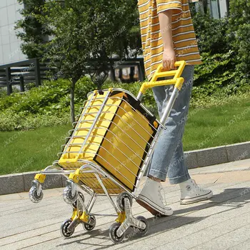 Легкая в подъеме переносная корзина для покупок для пожилых людей, складная тележка для дома, тележка для покупок с прицепом для товаров