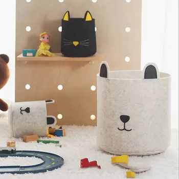 Милый мультяшный ящик для хранения детских игрушек Корзина для белья Собака Кошка Войлочное ведро для домашнего хранения