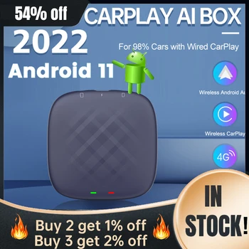 Carlinkit CarPlay Mini Ai Box Android 11,0 4 + 64 ГБ Беспроводной CarPlay Android Dongle Адаптер Авто Для Netflix YouTube 4G LTE GPS