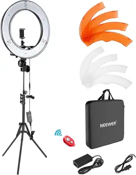 Набор кольцевых светильников NEEWER для камеры, смартфона, YouTube, TikTok, съемки автопортретов, черный