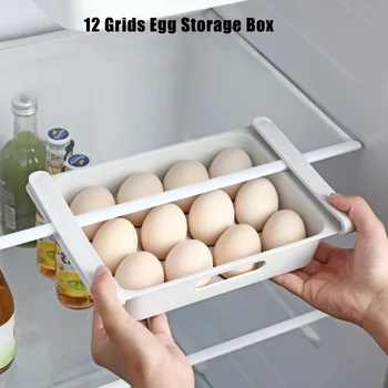 Подвесной кухонный органайзер, Холодильник, Коробка для хранения яиц и фруктов, Выдвижной ящик для более хрустящих продуктов, Кухонные принадлежности, полка-органайзер для холодильника