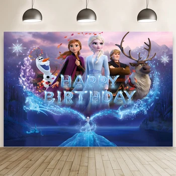 Disney Frozen Queen Эльза Анна Фон для фотосъемки плаката с изображением девочки, украшения для вечеринки по случаю Дня рождения ребенка, Баннер, фон для фотостудии