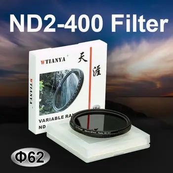 WTIANYA 62 мм Фейдер ND2-400 ND-Фильтр Переменной Нейтральной плотности 62 мм для Зеркальной камеры С Регулируемым ND2, ND4, ND8 -ND400