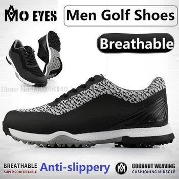 Обувь для гольфа PGM, мужские дышащие водонепроницаемые кроссовки, Нескользящие шипы, Сетчатые туфли для гольфа, мужские удобные мягкие тренировочные кроссовки