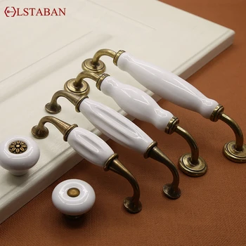 Керамическая ручка из цинкового сплава LSTABAN в европейском стиле, современные простые черно-белые мебельные ручки для ящиков шкафа, дверцы шкафа