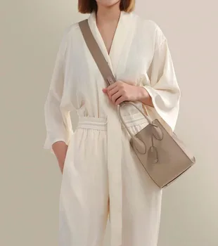 Женская однотонная сумка через плечо из воловьей кожи, универсальная Новая модная женская простая сумочка