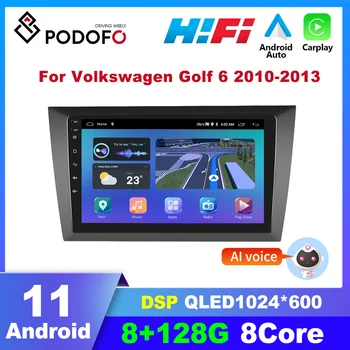 Podofo Android Carplay Автомагнитола для Volkswagen Golf 6 2010-2013 2din Мультимедийный Видеоплеер Авторадио GPS Навигация DSP 4G