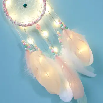 Модный летающий Ловец снов ручной работы со светодиодной подсветкой, подарки, подвеска из перьев Ловца снов, креативные полые колокольчики, висящие на стене