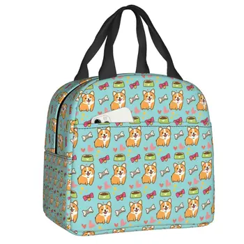 Изготовленная на заказ сумка для ланча Kawaii Corgis Wink, Женская Теплая сумка-холодильник, Изолированные ланч-боксы для детей, школы