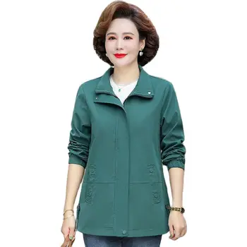 Весенняя короткая куртка-ветровка для мамы среднего возраста, новая весенне-осенняя куртка в западном стиле для женщин среднего и пожилого возраста