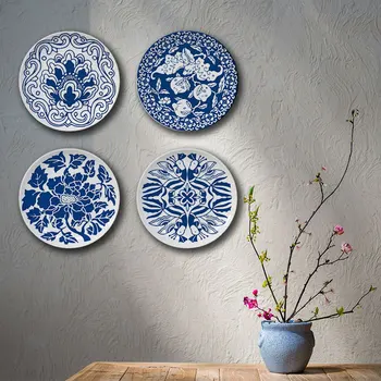 Бело-голубая фарфоровая тарелка Классический и элегантный Керамический декоративный поднос в Китайском стиле для украшения гостиной