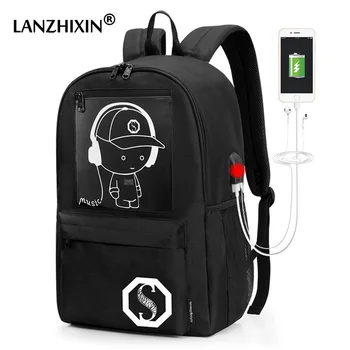 Мужской рюкзак с зарядкой через USB, музыкальный рюкзак с голосовой активацией, большой дорожный рюкзак, студенческая Оксфордская повседневная светящаяся сумка, рюкзаки