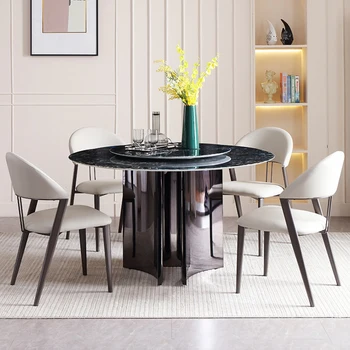 Мраморный круглый стол для ресторана, поворотный стол, Современный минималистичный обеденный стол, Современная роскошная мебель для обеденного стола Senior Sense