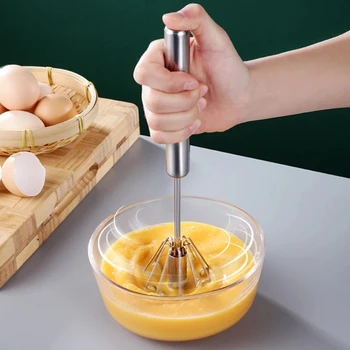 Ручная полуавтоматическая взбивалка для яиц, Кухонные инструменты из нержавеющей стали, взбиватель для сливок