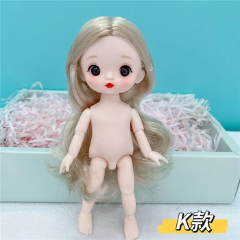 Новая кукла Bjd с милым личиком, 16 см, 3D, круглые глаза, 13 суставов, Голая девочка, мальчик, модные куклы, игрушки для девочек, Детский подарок, кукольный домик