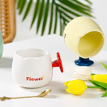 Креативная керамическая чашка с цветочным рисунком, контрастная кружка, милые и необычные чашки для кофе, оригинальные кружки, бесплатная доставка, персонализированные подарки Tea Go