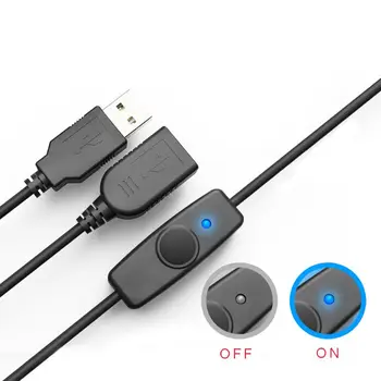 Удлинитель USB 2.0 для синхронизации данных, удлинитель USB со светодиодным индикатором включения-выключения для ПК Raspberry Pi, вентилятор USB, светодиодная лампа