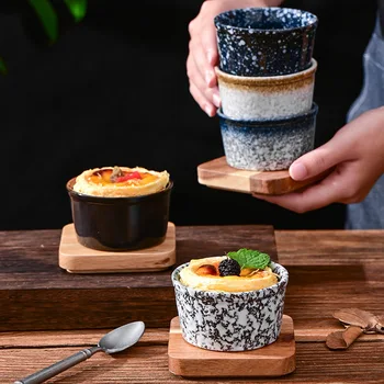 Чашка для запекания, миска для десерта Shuffley, японская керамическая посуда, миска для духовки, приготовленное на пару яйцо