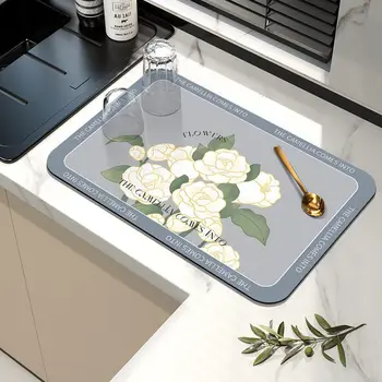 Кухонный сливной коврик, подставка для сушки посуды, Подставки для слива раковины в ванной, декор домашнего стола, Утепленная салфетка с цветочным принтом