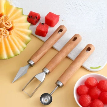Ложка для выкапывания арбузов, блюдо для фруктов, Рифленый Разделочный нож, устройство для выкапывания мячей, Кухонные гаджеты из нержавеющей Стали, Инструмент