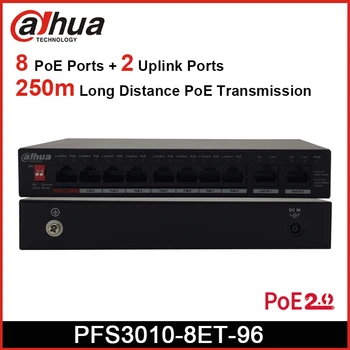 Оригинальный 8-канальный POE-коммутатор Dahua PFS3010-8ET-96 8-портовый PoE-коммутатор Fast Ethernet 10/100/1000 Мбит/с с поддержкой Hi-Poe DH-PFS3010-8ET-96