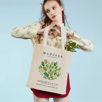 Абстрактный Матисс, Баухауз, Уильям Моррис, Скандинавская женская сумка-тоут, холщовые женские сумки для покупок, сумка для покупок в супермаркете с двойным принтом.