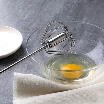 12-дюймовая взбивалка для яиц Венчик для взбивания яиц из нержавеющей стали 304 Ручной миксер для взбивания яиц с автоповоротом Кухонные инструменты для взбивания яиц