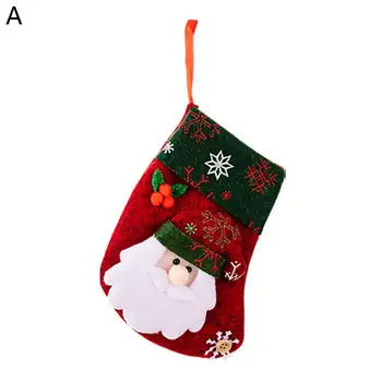 Рождественский Чулок Милый Очаровательный Санта Клаус Винтажный Рождественский Чулок из мультфильма Подарочный пакет Праздничный Носок Подвеска Рождественский носок