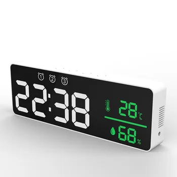 Цифровой будильник USB-часы с регулируемой яркостью светодиода, отображающий температуру и влажность, будильник, Термометр, датчик влажности