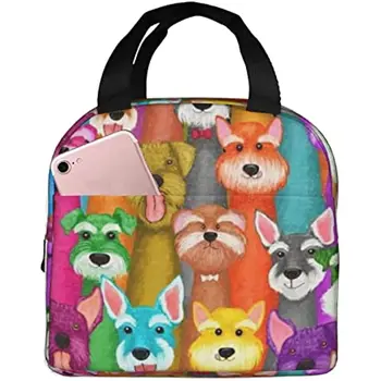 Милая сумка для ланча для собак породы шнауцер, изолированный ланч-бокс для женщин и мужчин, легкая прочная сумка-тоут для офиса и школы
