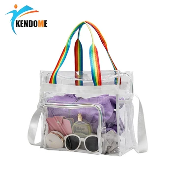 Прозрачные пляжные сумки для плавания из ПВХ, портативная водонепроницаемая сумка-тоут, спортивная сумка для занятий фитнесом и йогой на открытом воздухе X499