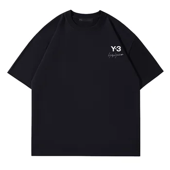YOHJI Y-3 YAMAMOTO 23SS, абстрактный минималистичный принт с персонажами, Фирменная летняя футболка Y3 для мужчин и женщин с короткими рукавами