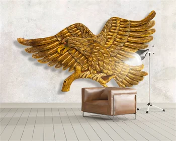 Обои на заказ 3D трехмерный рельеф ретро золотой орел диван фон настенная декоративная роспись из папье-маше