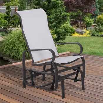 Кресло-качалка для патио с одним планером с дышащей сеткой, гладкими подлокотниками для уличной мебели на заднем дворе, в саду, на лужайке