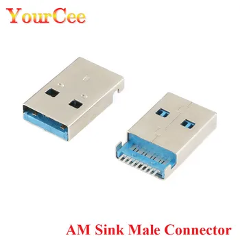 10шт Штекерный разъем USB 3.0 типа A 9-контактный разъем SMT SMD для высокоскоростной передачи данных Разъем USB 3.0 для зарядки пайки