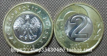 Европейская Республика Польша 2018 года выпуска 2 двухцветные биметаллические монеты Zlotti 100% Оригинал